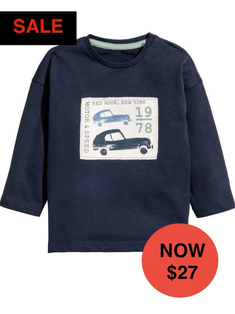 H&M SET Baby Boy's Long Sleeve Navy Blue T-Shirt - New York Car  4-6 mos EUC